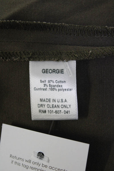 Georgie Womens Long Sleeve Front Zip Faux Leather Trim Jacket Green Black Medium