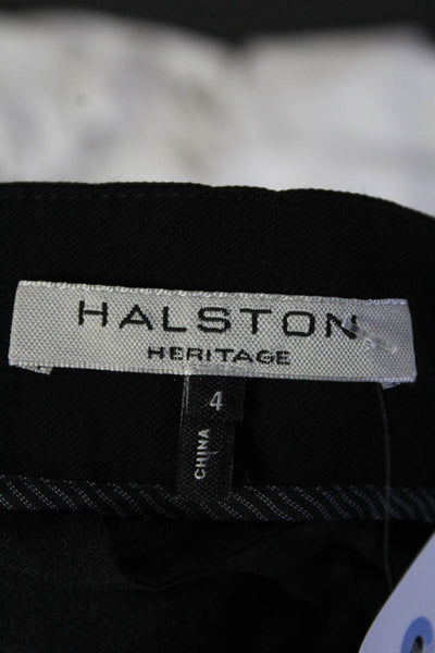 Halston Heritage Womens High-Rise Straight Leg Split Hem Trousers Black Size 4