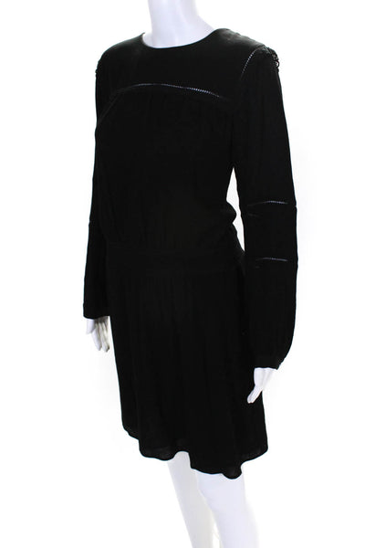 Hush Womens Boat Neck Knee-Length Long Sleeve Blouson Dress Black Size 10