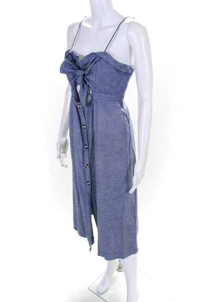 Bardot Womens Cut Out Spaghetti Strap Knee-Length Empire Waist Dress Blue Size M