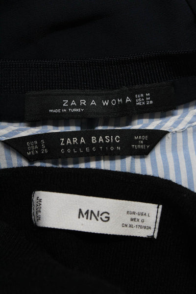 Zara Woman Zara Basic MNG Womens Blouses Tops Dress Blue Black Size M S L Lot 3