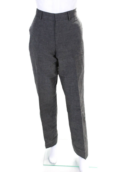 Michael Kors Womens Gray Textured High Rise Straight Leg Dress Pants Size 32