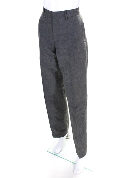 Michael Kors Womens Gray Textured High Rise Straight Leg Dress Pants Size 32