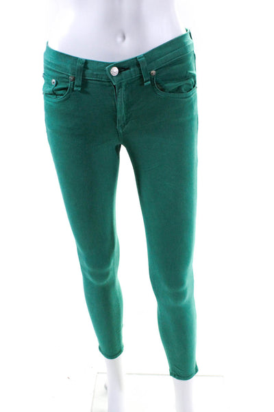 Rag & Bone Jean Womens Stretch Denim Mid Rise Capri Jeans Green Size 25
