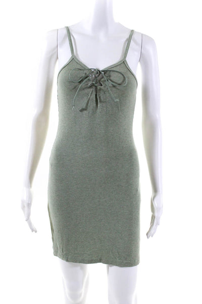 LNA Women's Square Neck Spaghetti Straps Bodycon Mini Dress Sage Green Size S