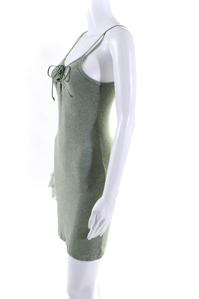 LNA Women's Square Neck Spaghetti Straps Bodycon Mini Dress Sage Green Size S