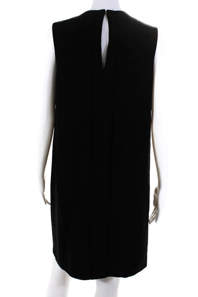 Joseph Womens Crepe Round Neck Knee-Length Sleeveless Shift Dress Black Size 42