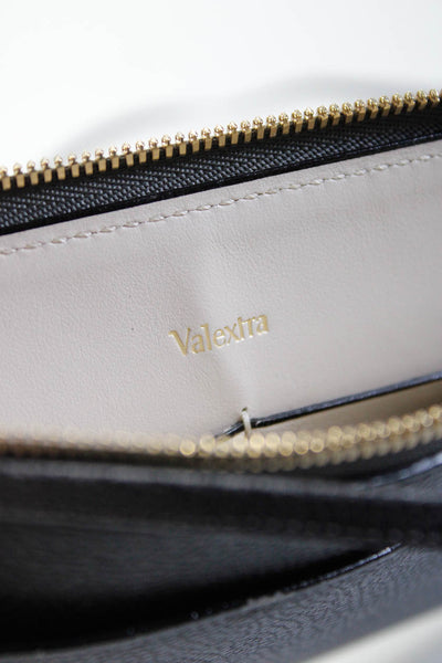 Valextra Grain Leather Zip Around Slit Pocket Thin Small Crossbody Handbag Gray