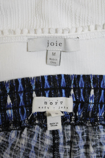 Joie Soft Joie Womens Ribbed Pom Pom Ruffled Blouse Pants White Size S M Lot 2