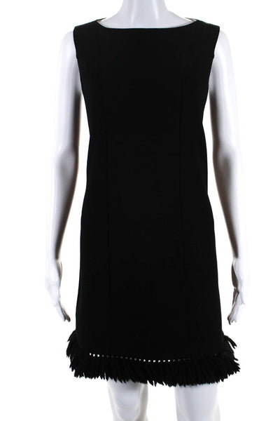Marni Womens Wool Darted Frayed Hem Back Zipped A-Line Dress Black Size EUR40
