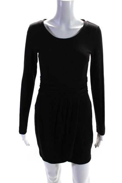 Juicy Couture Womens Jersey Scoop Neck Long Sleeve Sheath Dress Black Size P