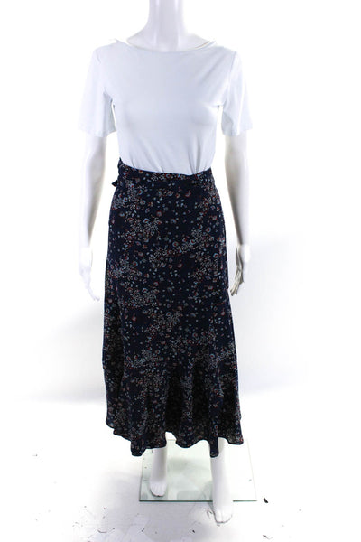 Ikks Label Womens Floral Print Wrap Skirt Navy Blue Size EUR 38
