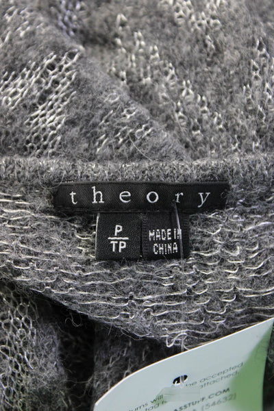 Theory Womens Metallic Chevron Scoop Neck Sweater Gray Size Petite