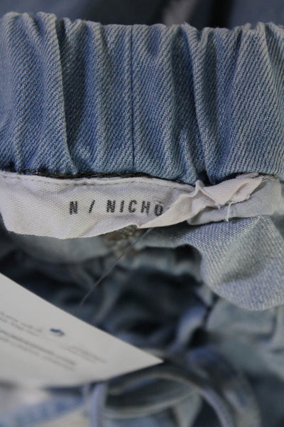 N Nicholas Womens Blue Cotton Drawstring Pull On Denim Short Size 2