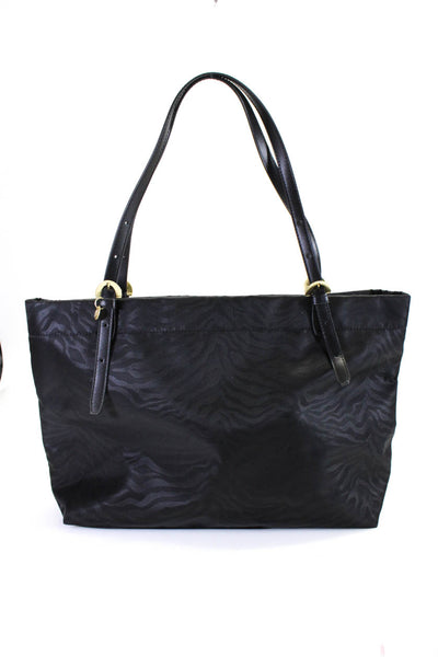 ZAC Zac Posen Womens Black Zebra Print Zip Tote Bag Handbag