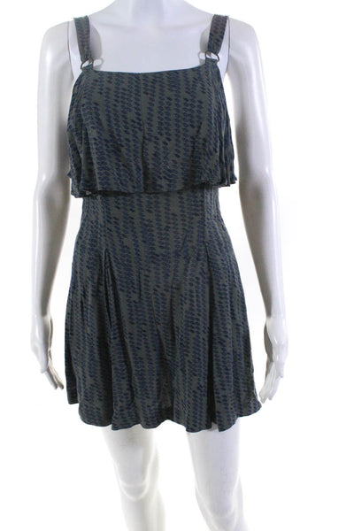 Free People Womens Jersey Knit Printed Sleeveless A-Line Mini Dress Gray Size 0