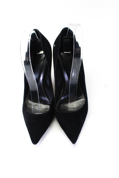 Sergio Rossi Womens Suede High Heels Pointed Toe Pumps Black Size 38 8