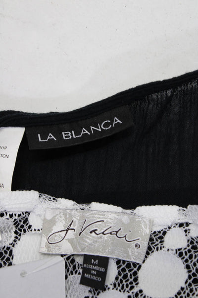 La Blanca J. Valdi Womens V Neck Tunic Tops Black White Size M/L Lot 2