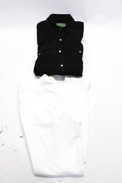Eileen Fisher Ralph Lauren Womens Cotton Jeans Top White Black Size 4/M Lot 2