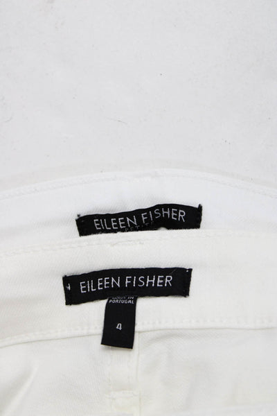 Eileen Fisher Womens Zip Front Solid Cotton Skinny Jeans White Size 4/8P Lot 2