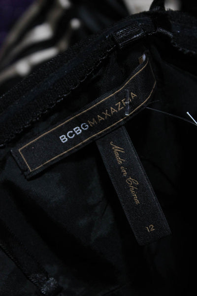 BCBGMAXAZRIA Women's Strapless Lined Tiered Ruffle Mini Dress Black Size 12