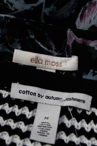 Ella Moss Autumn Cashmere Womens Floral Knit Halter Top Blouse Medium Large Lot2