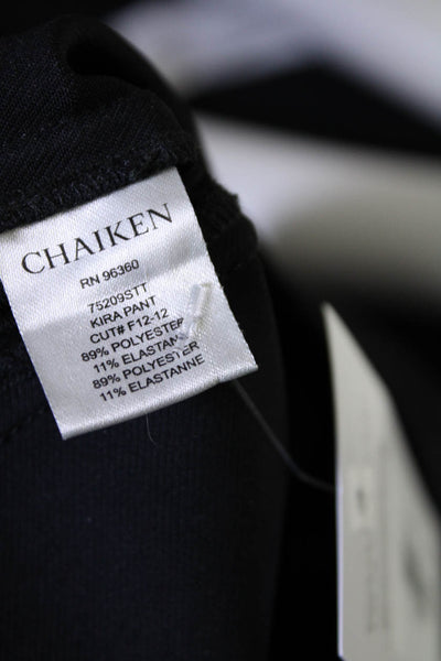 Chaiken Womens Mid Rise Faux Leather Trim Ankle Leggings Black Size XS
