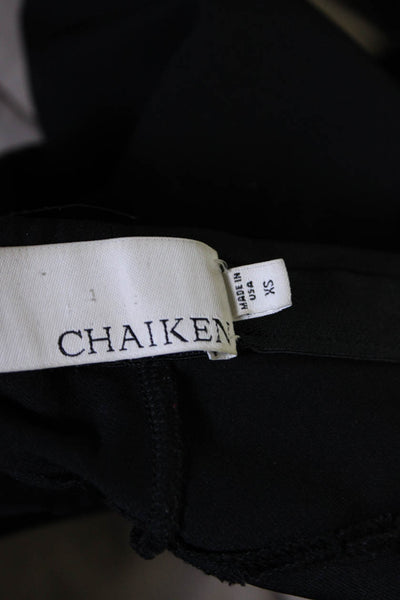 Chaiken Womens Mid Rise Faux Leather Trim Ankle Leggings Black Size XS