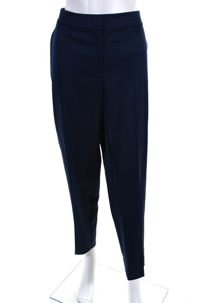 St. John Womens Zipper Fly High Rise Pleated Trouser Pants Navy Blue Size 10