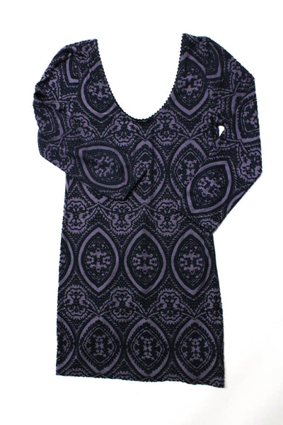 Free People Womens Long Sleeved Paisley Bodycon Mini Dress Shirt Purple Size S/P