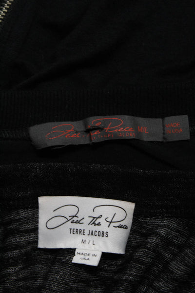 Feel the Piece Terre Jacobs Womens V Neck Long Sleeve Shirt Black Size M Lot 2