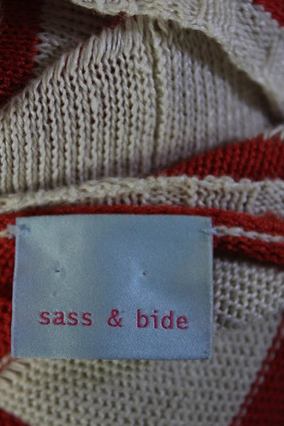 Sass & Bide Womens Linen Striped Tank Top Orange Beige Size Medium