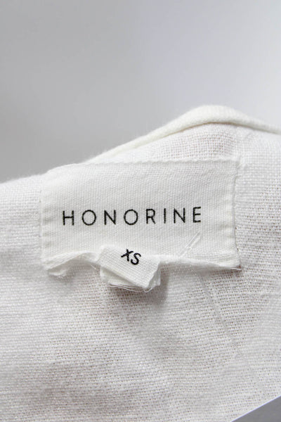 Honorine Womens Short Sleeve V-Neck Ruffled Hem Midi Wrap Dress White Size XS