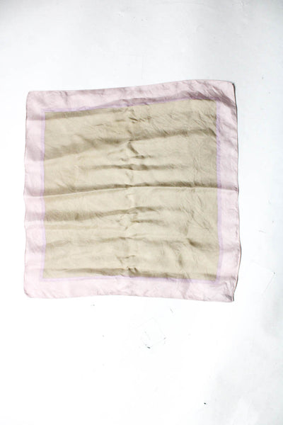 Givenchy Beige Pink Silk Colorblock Print Straight Edge Scarf 17in