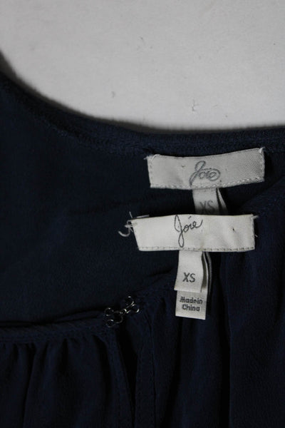 Joie Womens Navy Silk Scoop Neck Sleeveless Blouse Top Size XS Lot 2