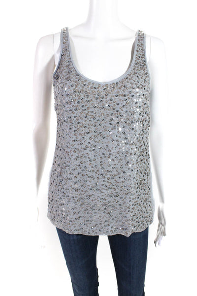 J Crew Womens Gray Sequenced Scoop Neck Sleeveless Blouse Top Size 2