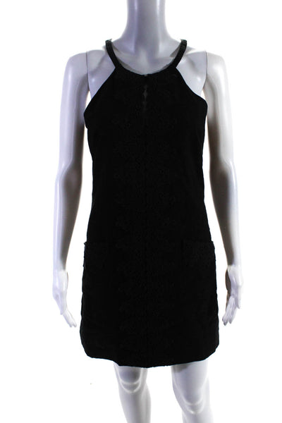 Laundry by Shelli Segal Womens Back Zip Sleeveless Embroidered Dress Black 4