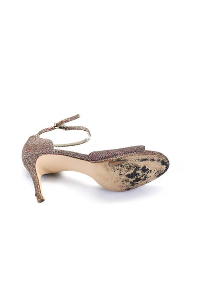 Tahari Women's Glitter Sparkly Ankle Strap High Heel Sandals Pink Size 6.5