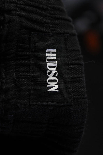 Hudson Womens Linen Mid Rise Drawstring Pants Black Size Small