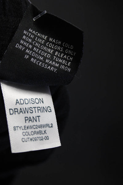 Hudson Womens Linen Mid Rise Drawstring Pants Black Size Small