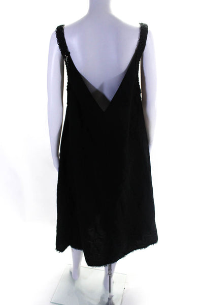 Solid & Striped Womens Linen Woven Straps Maxi Dress Black Size Small