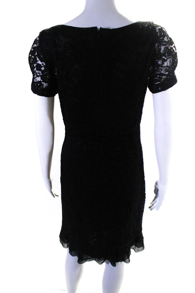 Tory Burch Womens Lace Short Sleeve A Line Tiered Dress Black Size 4