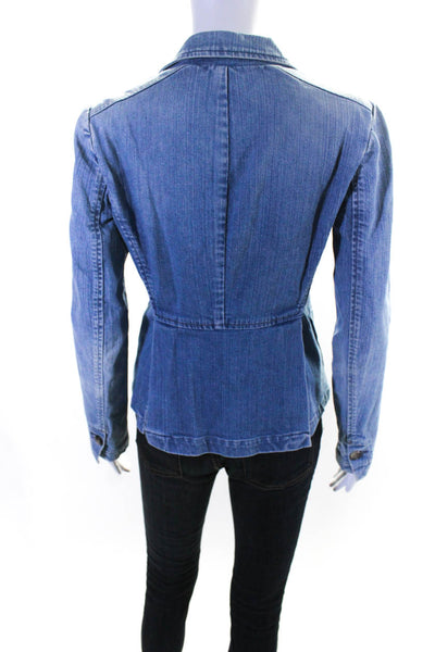 Theory Womens Denim Single Button Jacket Blue Cotton Size 0