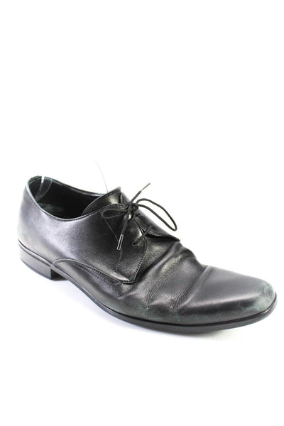 Prada Mens Leather Lace Up Oxford Dress Shoes Black Size 9