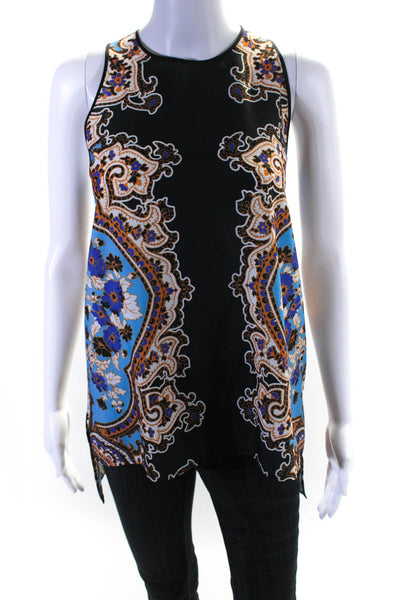 Clover Canyon Womens Floral Paisley Sleeveless Top Blouse Blue Orange Size Small