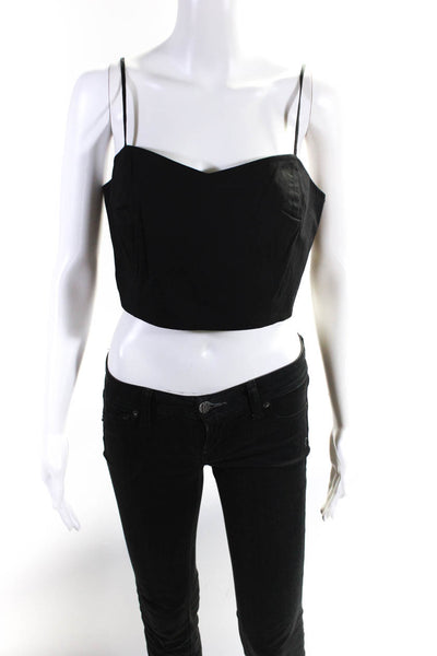 Theory Womens Cotton Darted Sleeveless Side Zipped Cropped Tank Top Black Size M