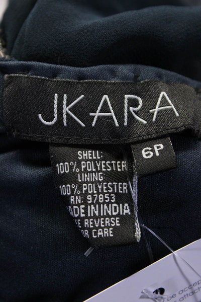 Jkara Women's Short Sleeve V-Neck Beaded Mini Dress Blue Size 6