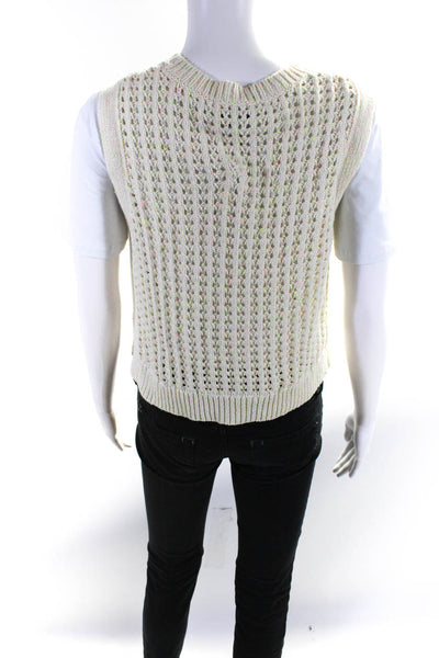 Cotton By Autumn Cashmere Womens Cotton Open Knit Sweater Vest White Size S