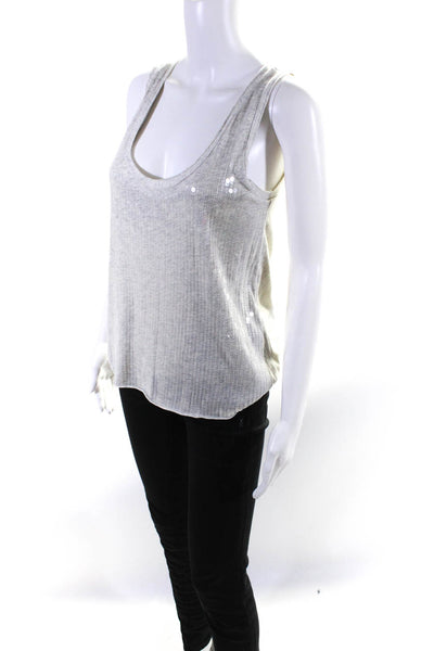 J Crew Collection Womens Jersey Knit Sequin Scoop Neck Tank Top Gray Size S