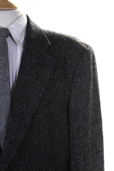 Armani Collezioni Mens Alpaca Tweed Two Button Blazer Jacket Brown Blue Size 44
